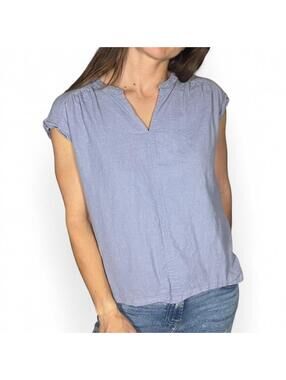 Splendid Blue Linen Blend Blouse